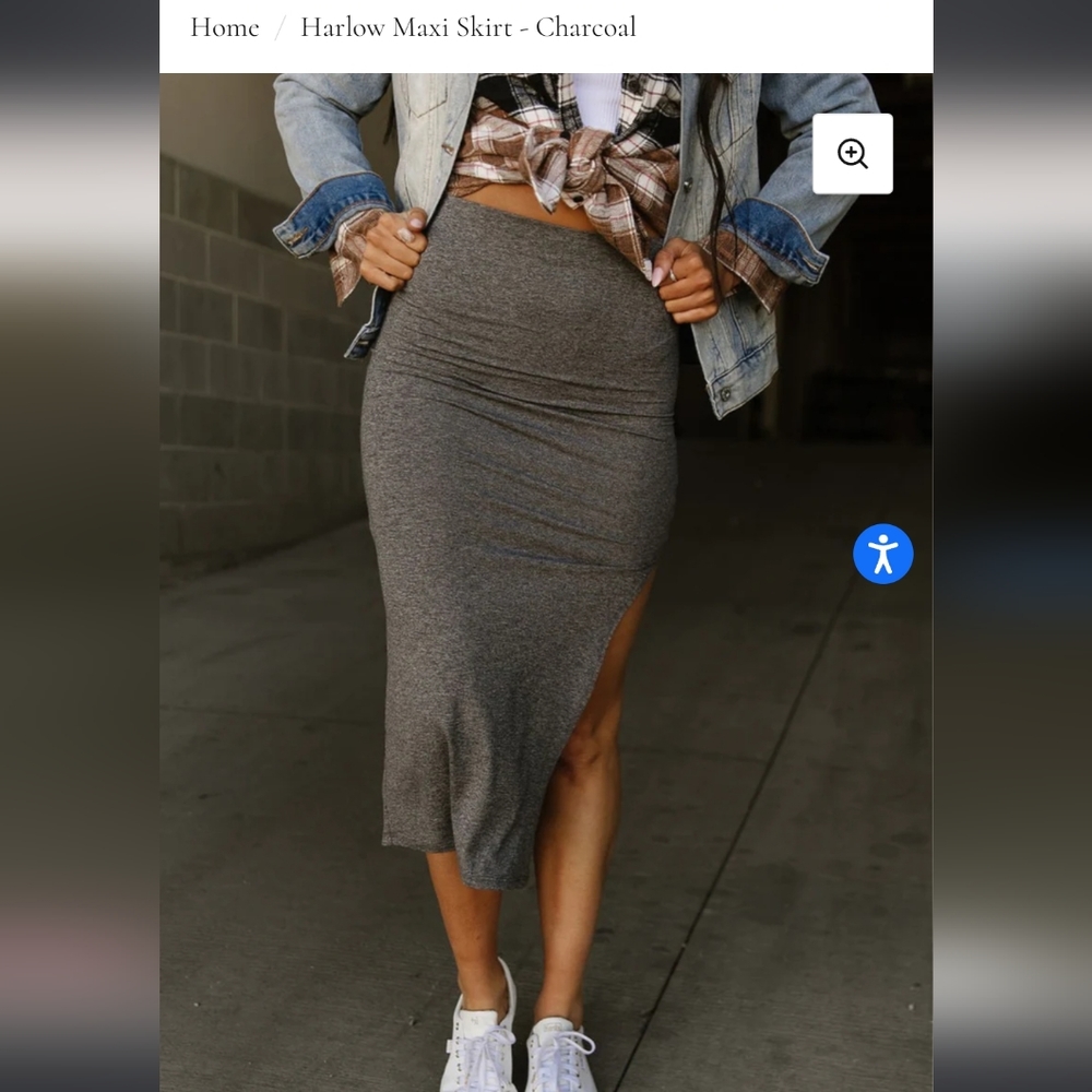 Grey Slit Skirt